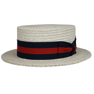 Capas Italian Boater Stiff Straw Hat - NATURAL