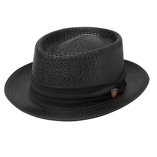 Dobbs Bishop Porkpie Straw Hat - BLACK