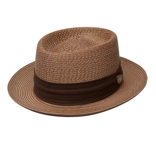 Dobbs Bishop Porkpie Straw Hat - COGNAC