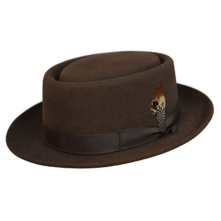 Selentino Oak Porkpie Felt Hat - BROWN