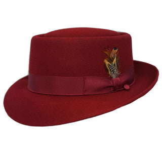 Selentino Oak Porkpie Felt Hat - BURGUNDY