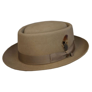 Selentino Oak Porkpie Felt Hat - CAMEL