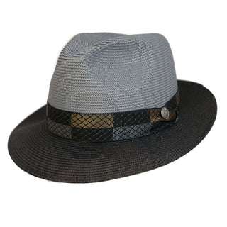Stetson Andover Straw Fedora - GREY/BLK