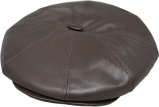 Capas Italian Leather 8/4 Newsboy Cap - BROWN