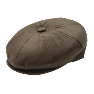 Capas Italian Leather 8/4 Newsboy Cap - BROWN