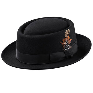 Selentino Oak Porkpie Felt Hat - BLACK